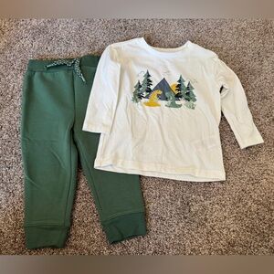 Kids Green and White Matching Set